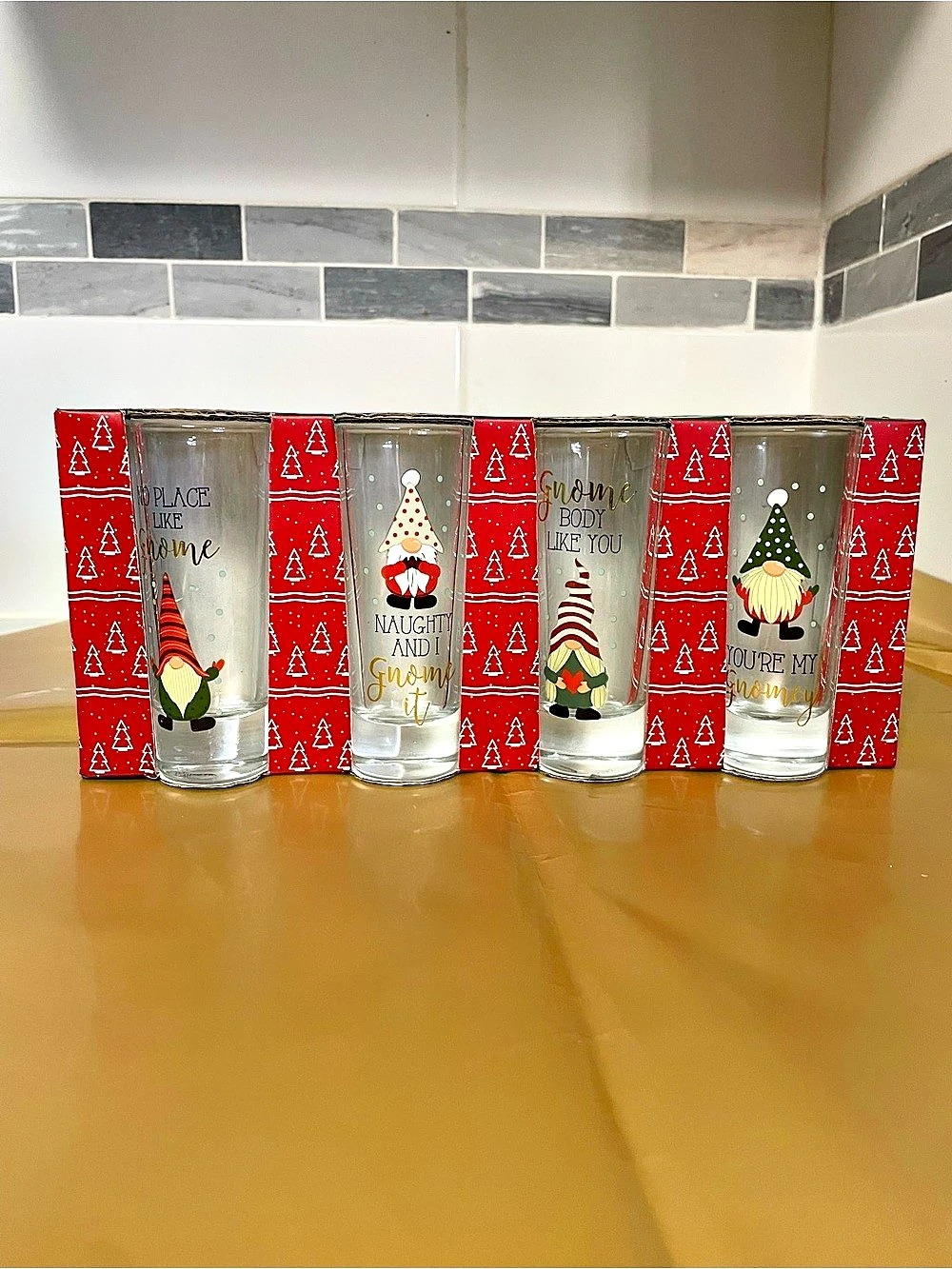 Holiday Shooter Glasses Set of 4 in Clear & Red